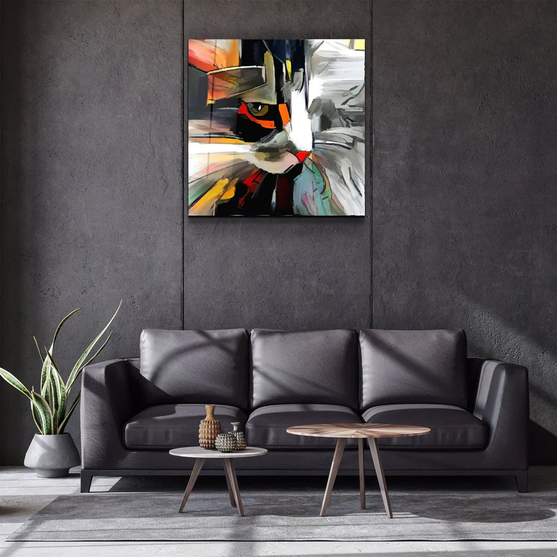 ・"Abstract Cat"・Glass Wall Art - Image 2