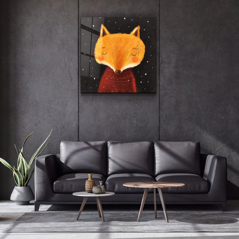 ・"Cute Fox"・Glass Wall Art - Image 2
