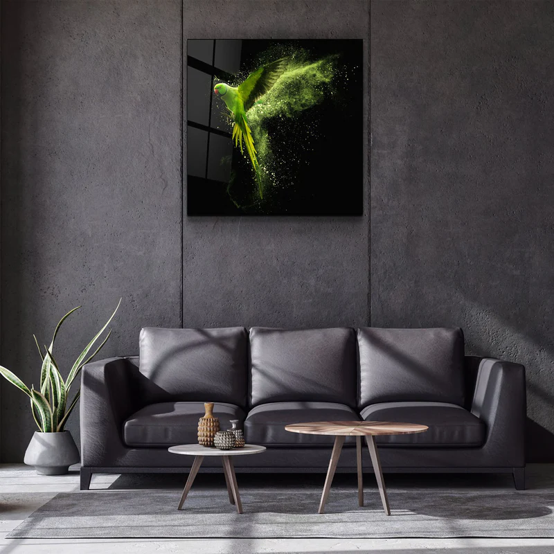 ・"Green Parrot"・Glass Wall Art - Image 2