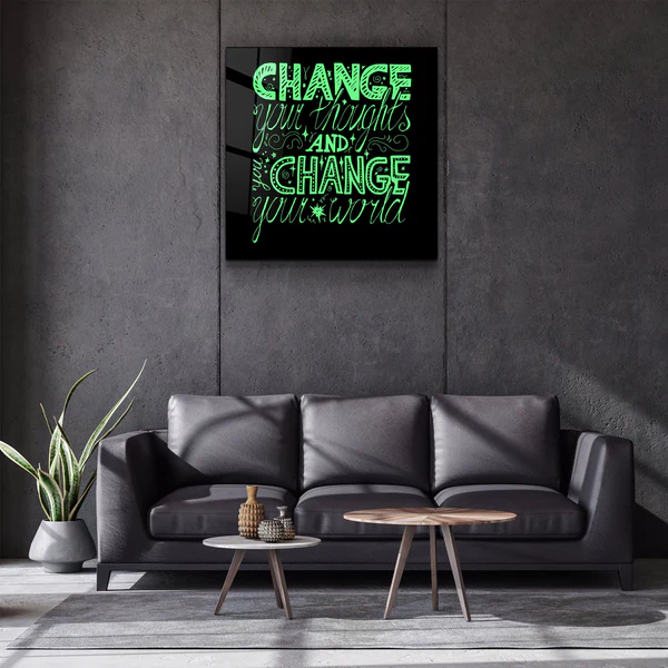 ・"Change Your World - Green"・Glass Wall Art - Image 2
