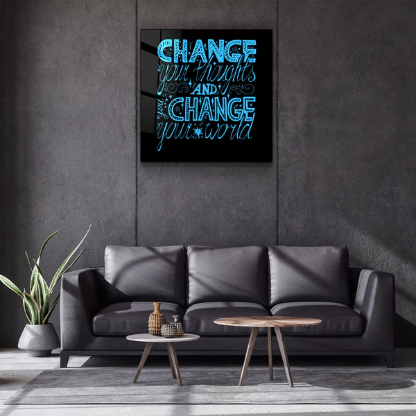 \・"Change Your World - Blue"・Glass Wall Art - Image 2