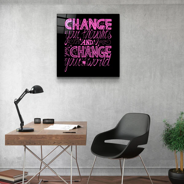 ・"Change Your World - Pink"・Glass Wall Art - Image 3