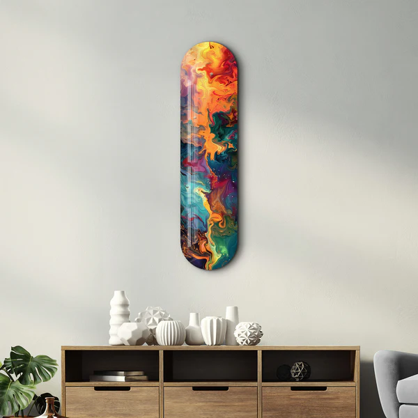 Abstract Paint Waves V2 | Glass Wall Art - Image 3