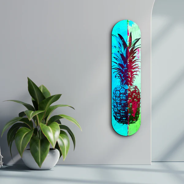Ananas Lime Blue | Glass Wall Art - Image 3