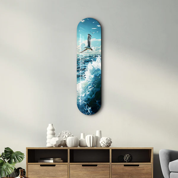 Sea Gull and Ocean | Glass Wall Art - Image 3
