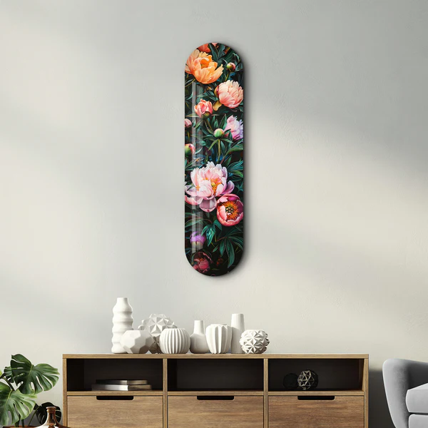 Flowers Painting V4 | Glass Wall Art - Image 3