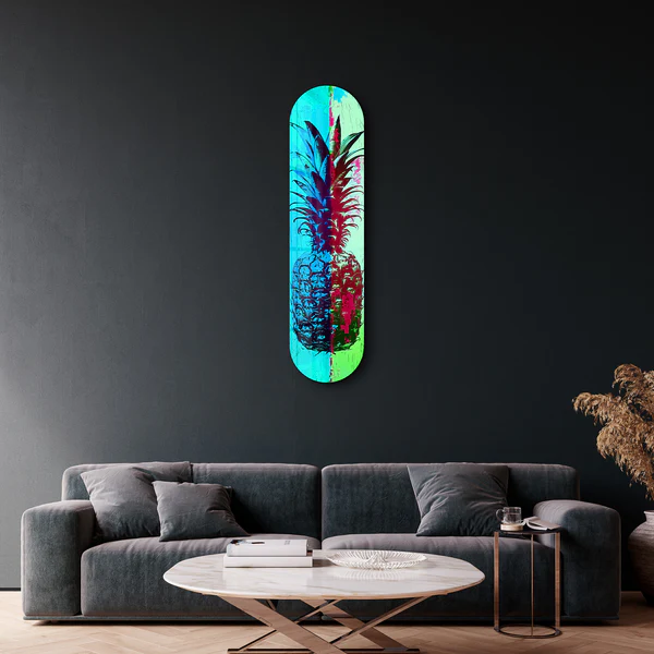 Ananas Lime Blue | Glass Wall Art - Image 2