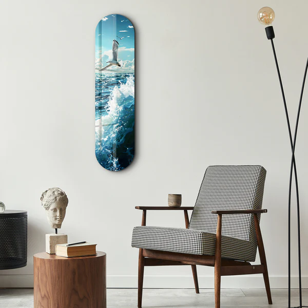 Sea Gull and Ocean | Glass Wall Art - Image 2