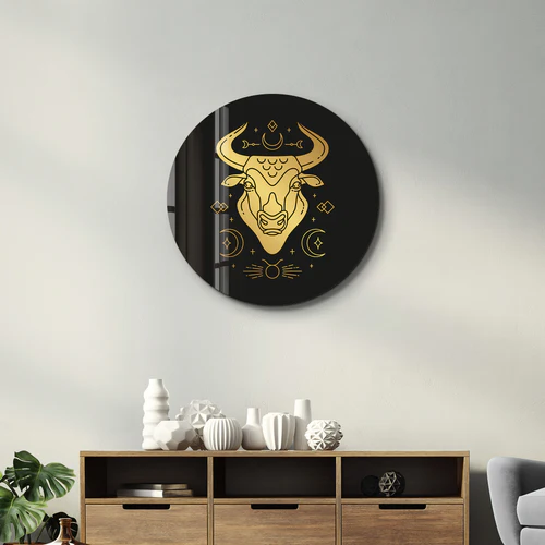 ・"Zodiac Signs - Taurus"・Rounded Glass Wall Art - Image 3