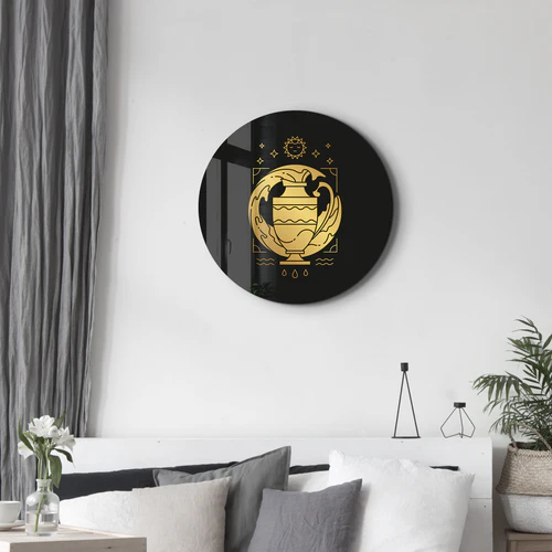 ・"Zodiac Signs - Aquarius"・Rounded Glass Wall Art - Image 2