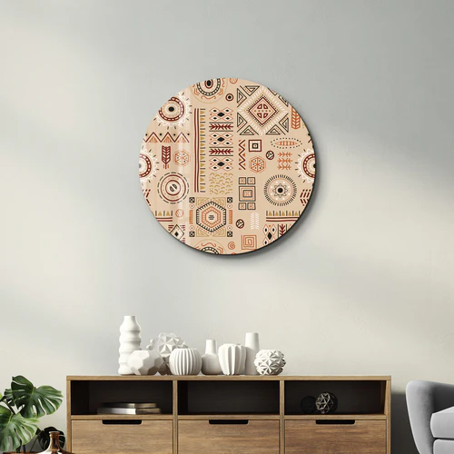 ・"Scandinavian Beige"・Rounded Glass Wall Art - Image 3