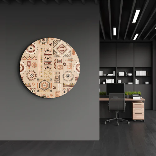 ・"Scandinavian Beige"・Rounded Glass Wall Art - Image 2