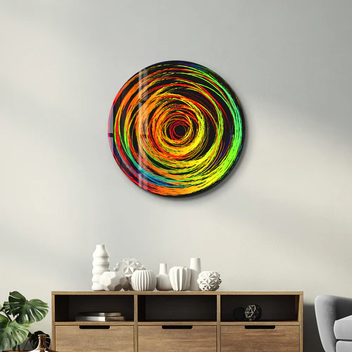 ・"Color Swirl"・Rounded Glass Wall Art - Image 3