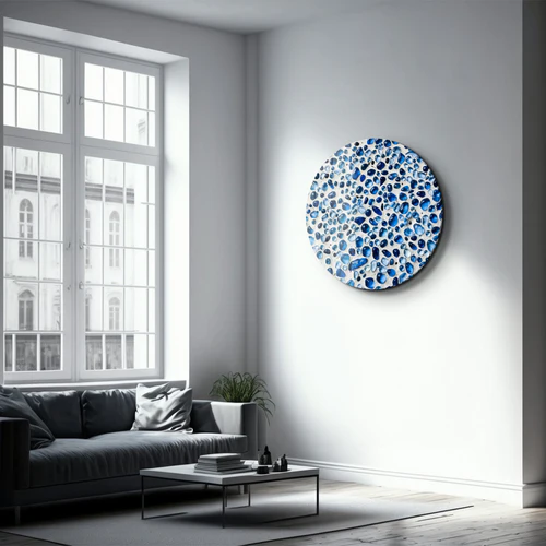 ・"Blue Terrazzo"・Rounded Glass Wall Art - Image 3