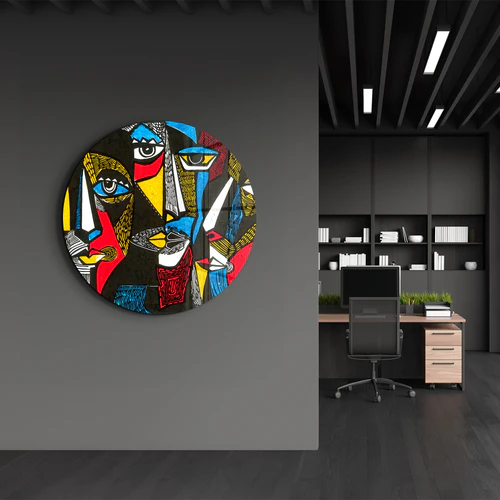 ・"African Faces Colorful"・Rounded Glass Wall Art - Image 2