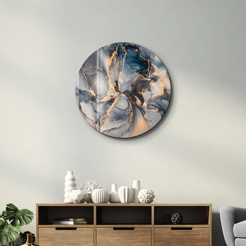 ・"Marble Pattern 2"・Rounded Glass Wall Art - Image 3