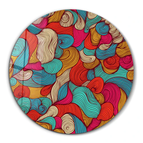 ・"Lines and Colors"・Rounded Glass Wall Art