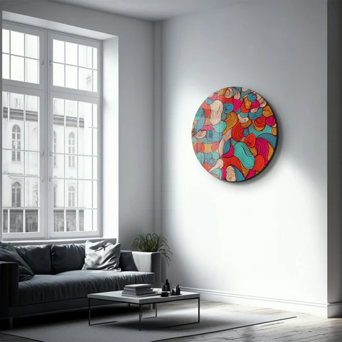 ・"Lines and Colors"・Rounded Glass Wall Art - Image 3