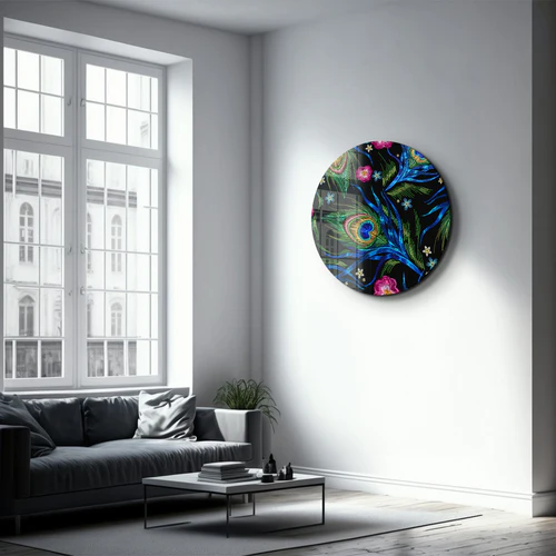 ・"Peacock"・Rounded Glass Wall Art - Image 3
