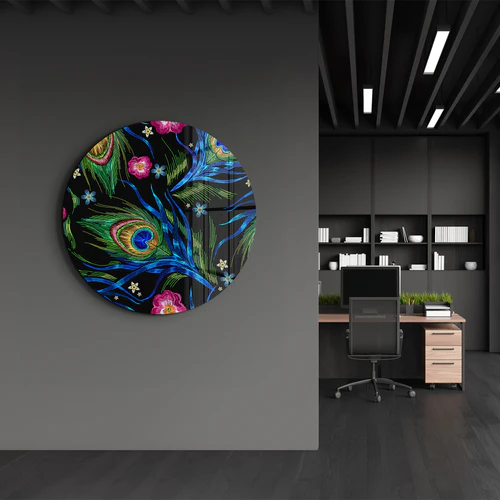 ・"Peacock"・Rounded Glass Wall Art - Image 2
