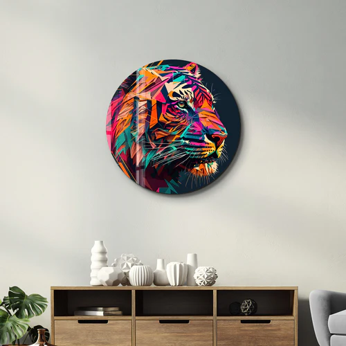 ・"Tiger Illustration"・Rounded Glass Wall Art - Image 2