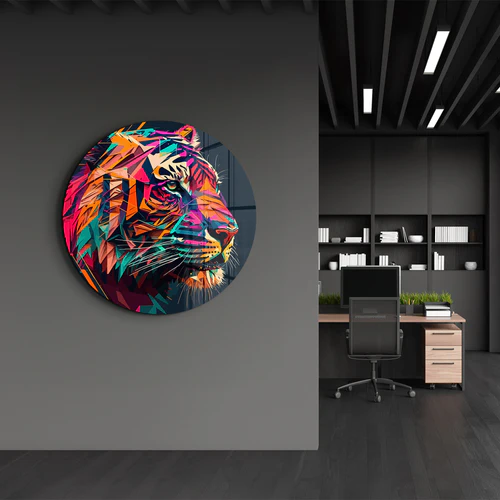 ・"Tiger Illustration"・Rounded Glass Wall Art - Image 3