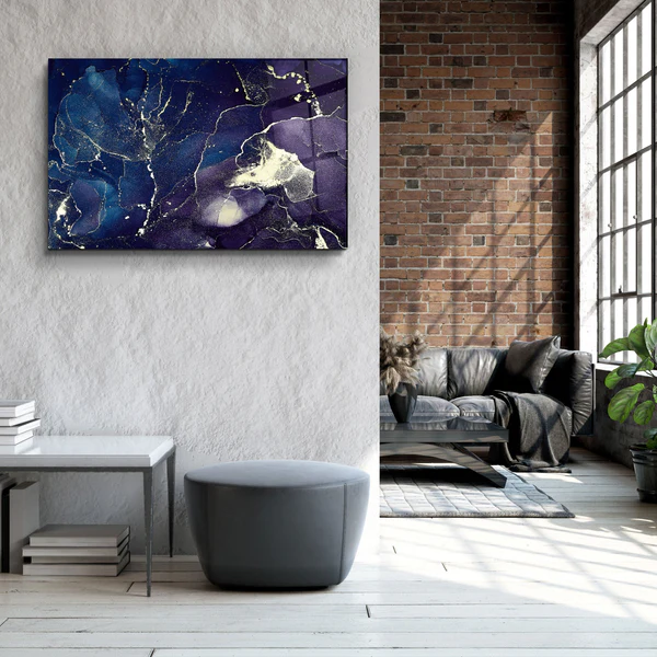 ・"Dark Blue Wave Pattern V2"・Glass Wall Art - Image 3