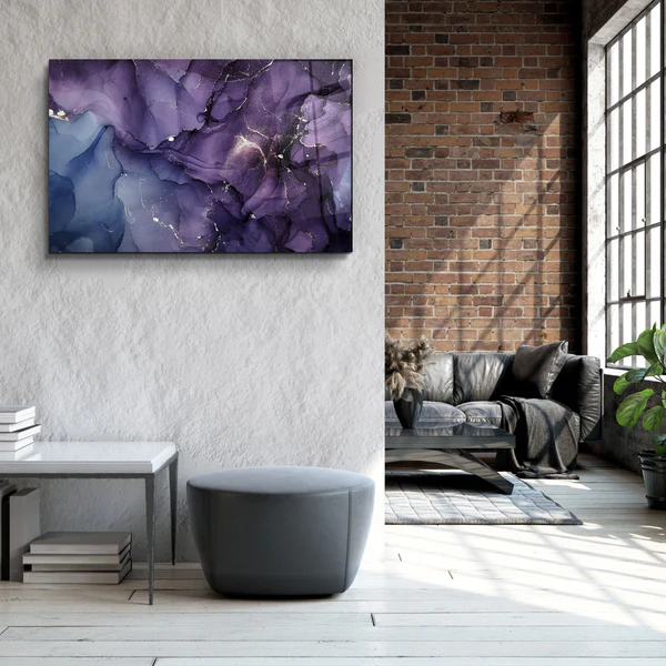 ・"Purple Wave Pattern"・Glass Wall Art - Image 3