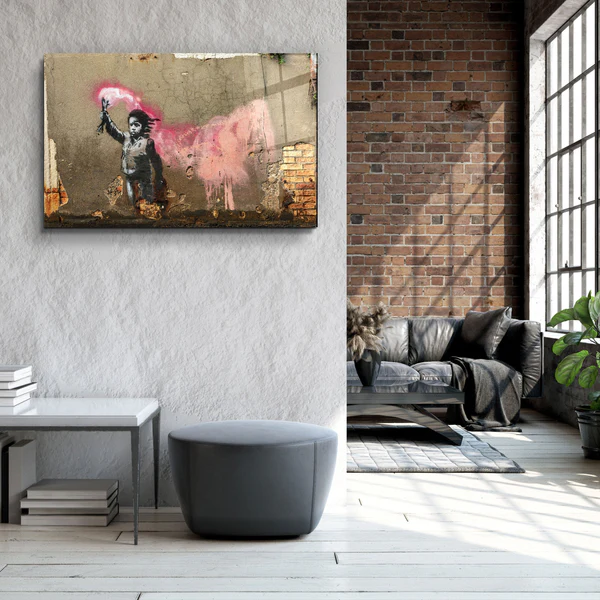 ・"Banksy - A child with a life jacket"・Glass Wall Art - Image 3