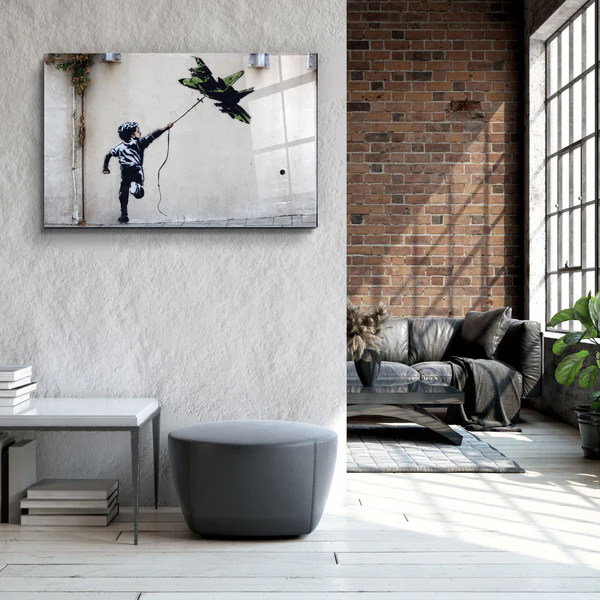 ・"Banksy - Fighter Jet Kite"・Glass Wall Art - Image 3
