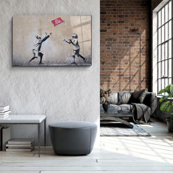 ・"Banksy - No Ball Games"・Glass Wall Art - Image 3