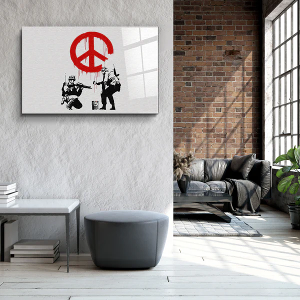 ・"Banksy - Anti-War"・Glass Wall Art - Image 3