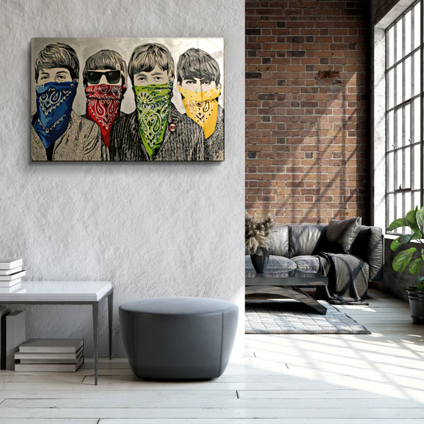 ・"Banksy - Beatles"・Glass Wall Art - Image 3