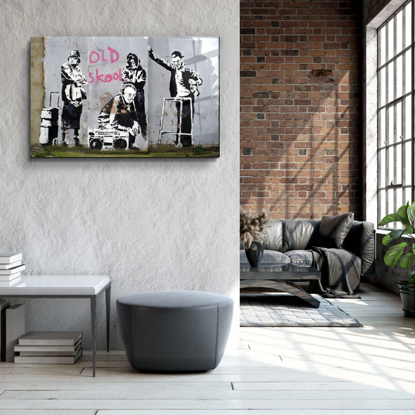 ・"Banksy - Old Skool"・Glass Wall Art - Image 3