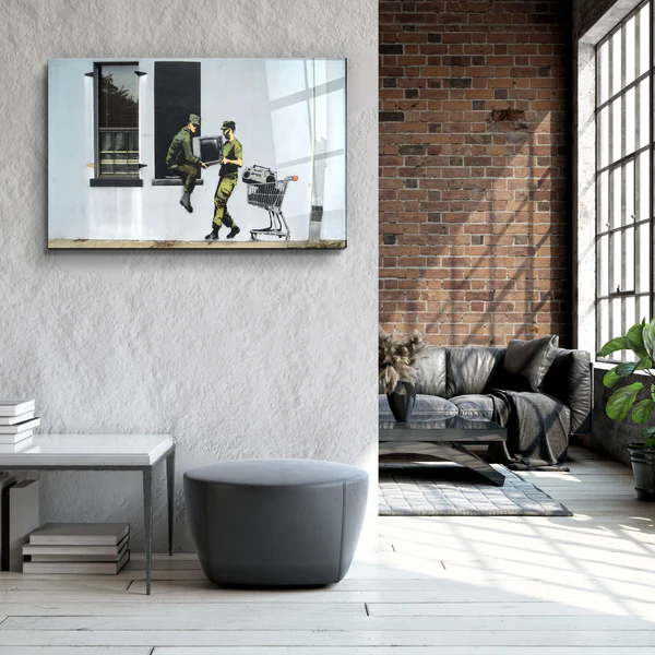 ・"Banksy - Looting Soldiers"・Glass Wall Art - Image 3