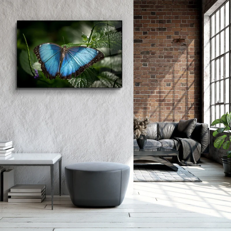 ・"Butterfly Bluewing"・Glass Wall Art - Image 3