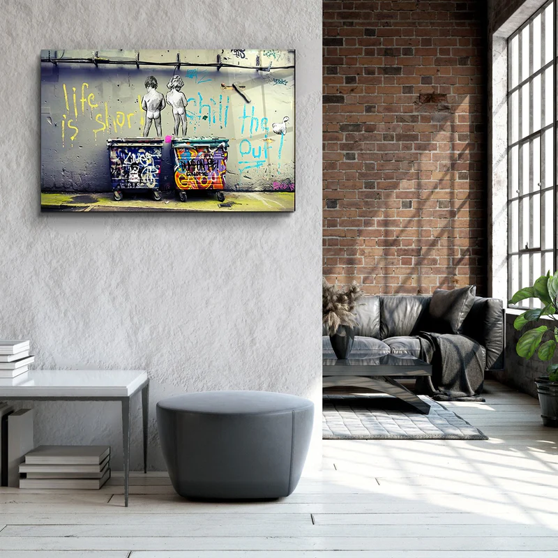 ・"Banksy - Street Art"・Glass Wall Art - Image 3