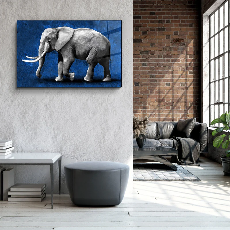 ・"Elephant Blue"・Glass Wall Art - Image 3