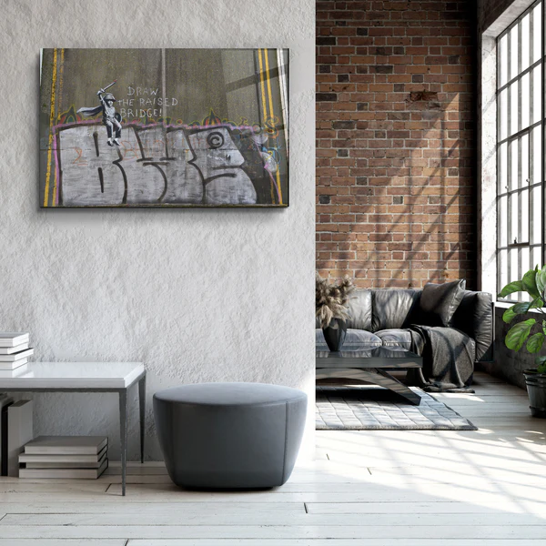 ・"Banksy - Draw the Raised Bridge"・Designer's Collection Glass Wall Art - Image 3