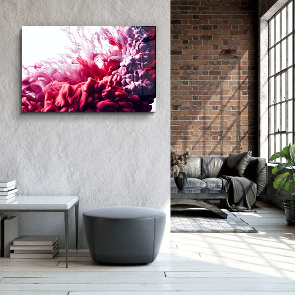 ・"Smokes - Red to Pink"・Glass Wall Art - Image 2