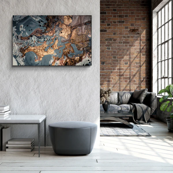 ・"Gray Marble with Bronze Dust"・Glass Wall Art - Image 3