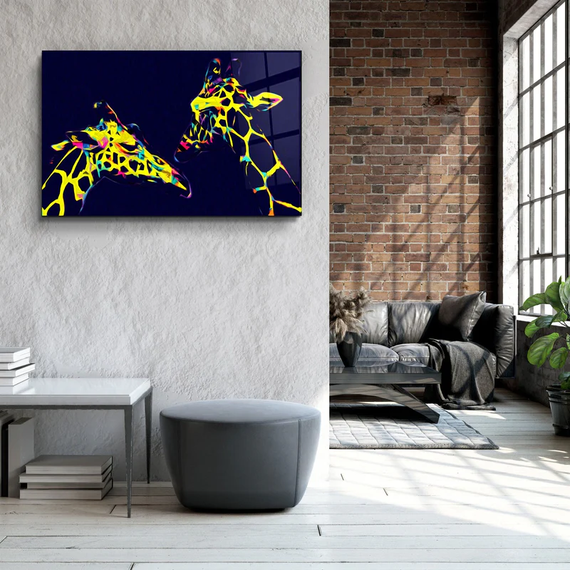 ・"Colormix Giraffes"・Glass Wall Art - Image 3