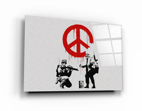・"Banksy - Anti-War"・Glass Wall Art