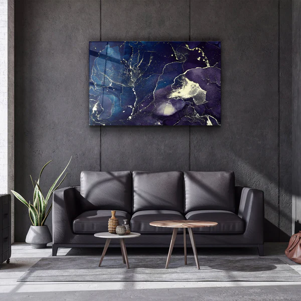 ・"Dark Blue Wave Pattern V2"・Glass Wall Art - Image 2