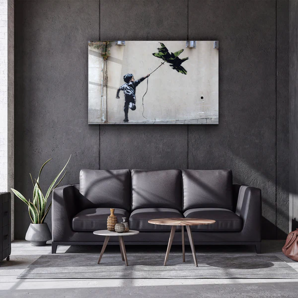 ・"Banksy - Fighter Jet Kite"・Glass Wall Art - Image 2