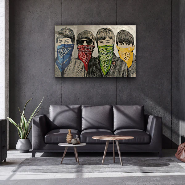 ・"Banksy - Beatles"・Glass Wall Art - Image 2