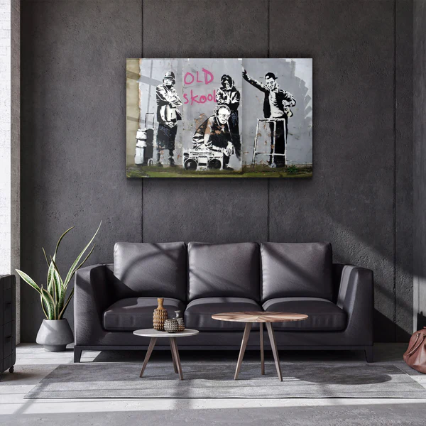 ・"Banksy - Old Skool"・Glass Wall Art - Image 2