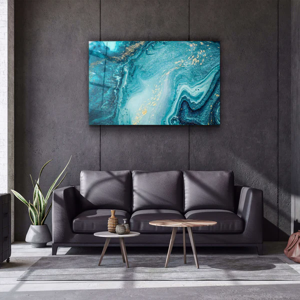 ・"Marble Collection H15 - Ocean"・Glass Wall Art - Image 3