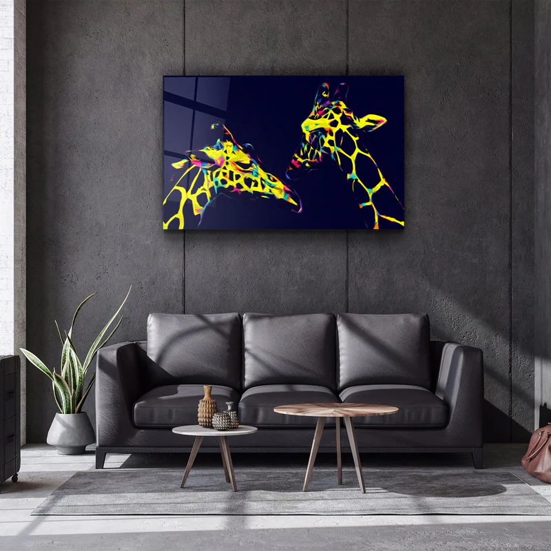 ・"Colormix Giraffes"・Glass Wall Art - Image 2