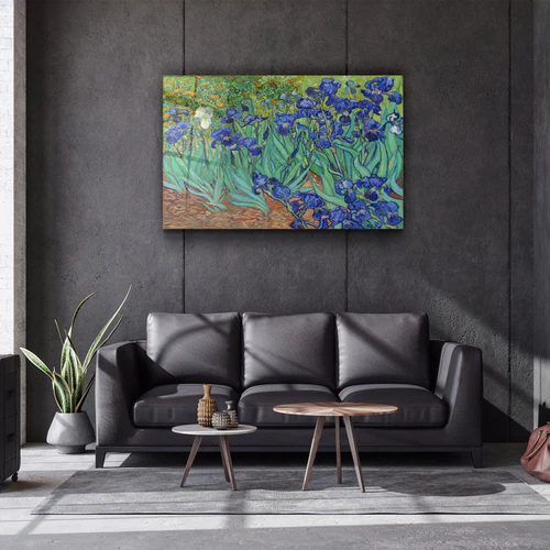 ・"Irises (1889) by Vincent Van Gogh"・Glass Wall Art - Image 3